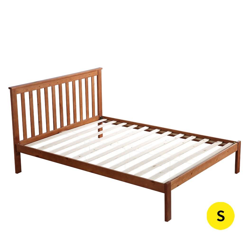 Premium Pine Wood Kids Children Bed Frame Mattress Platform Single Size Levede