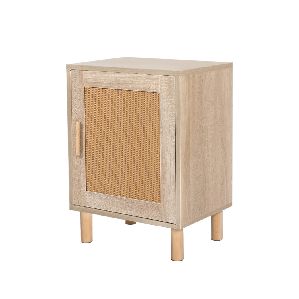 Bedside Tables Rattan Wood Side Table Nightstand Storage Cabinet Bedroom Levede