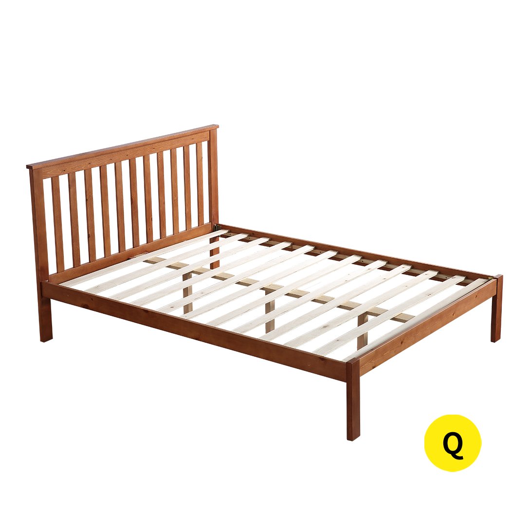 Premium Pine Wood Kids Children Bed Frame Mattress Platform Queen Size Levede