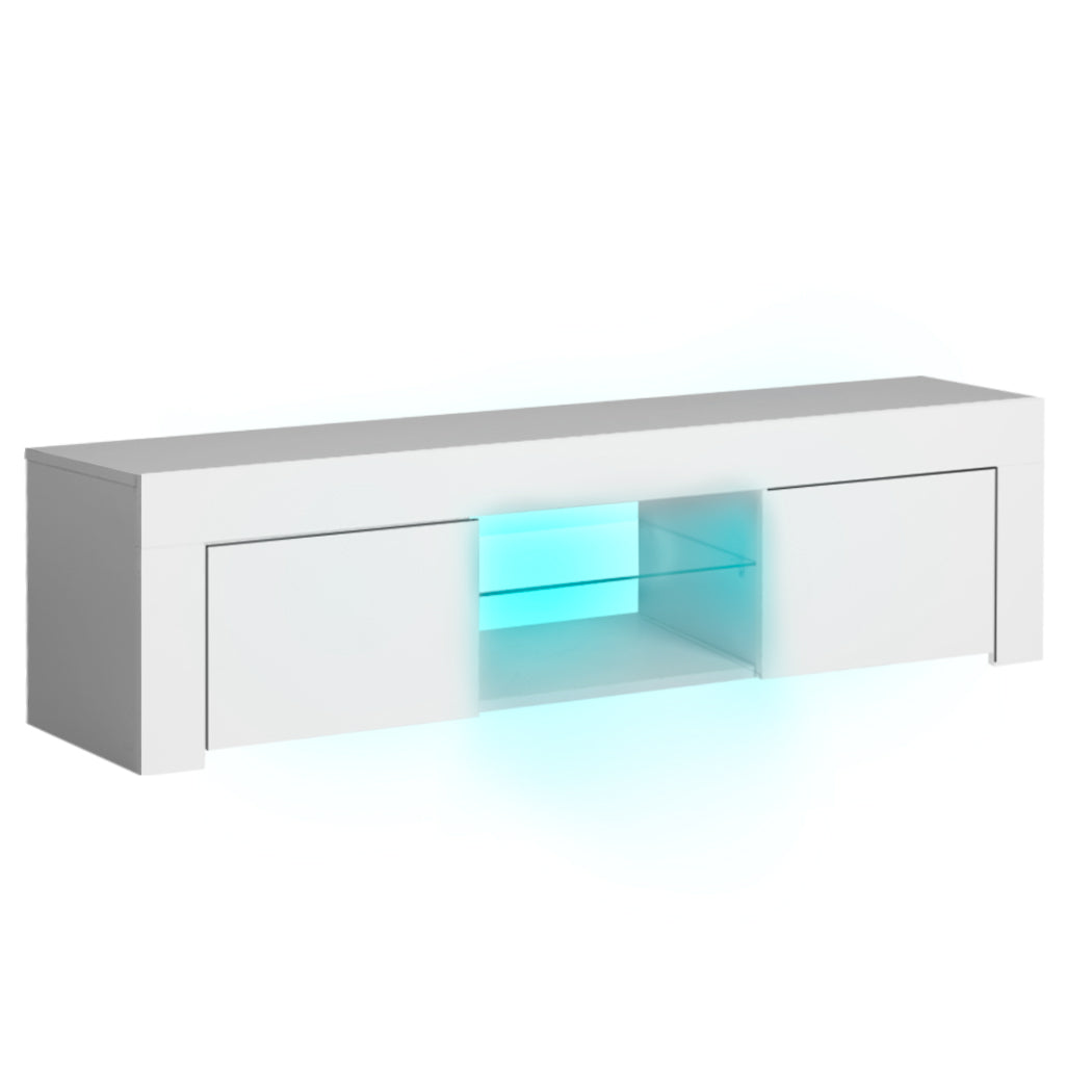 TV Cabinet Entertainment Unit Stand RGB LED Furniture Wooden Shelf 130cm Levede