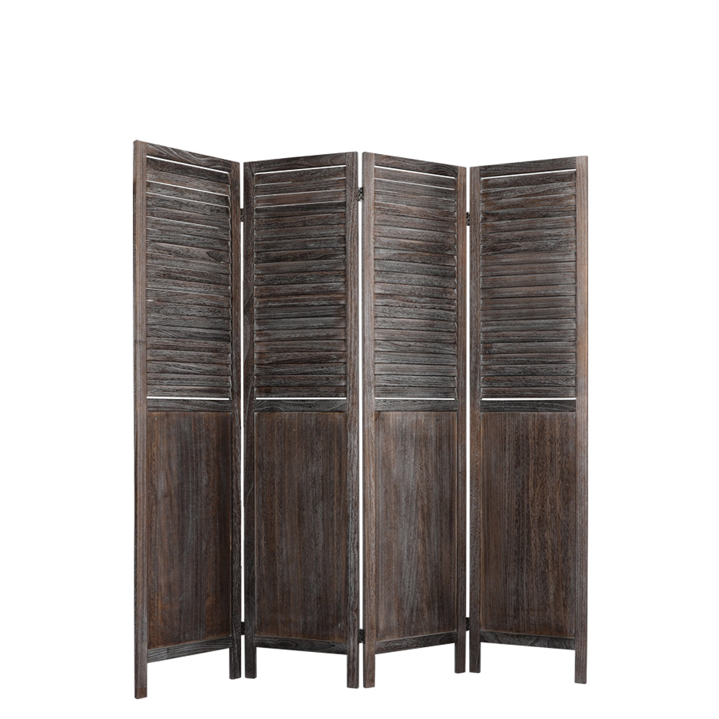 4 Panel Room Divider Folding Screen Privacy Dividers Stand Wood Brown Big Bedding Australia