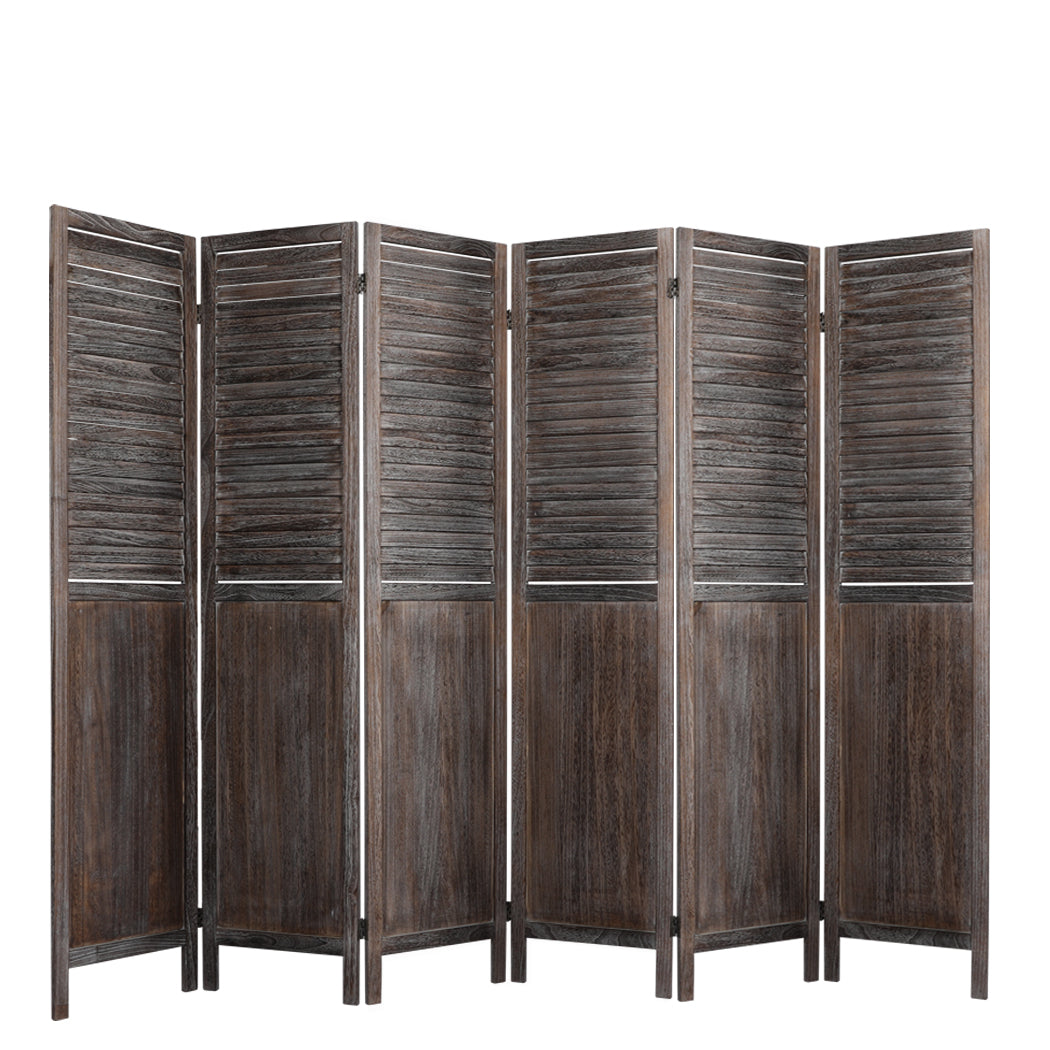 6 Panel Room Divider Folding Screen Privacy Dividers Stand Wood Brown Big Bedding Australia