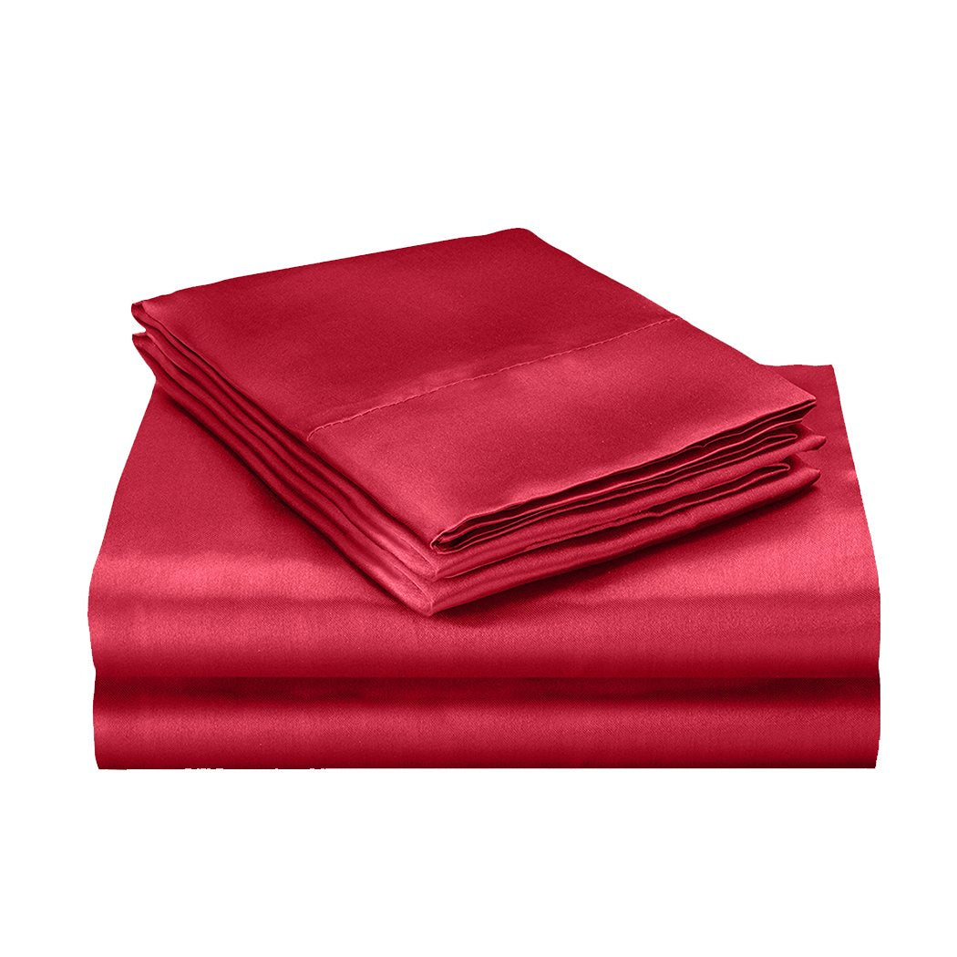 Silk Satin Quilt Duvet Cover Set in Single Size in Burgundy Colour Dreamz