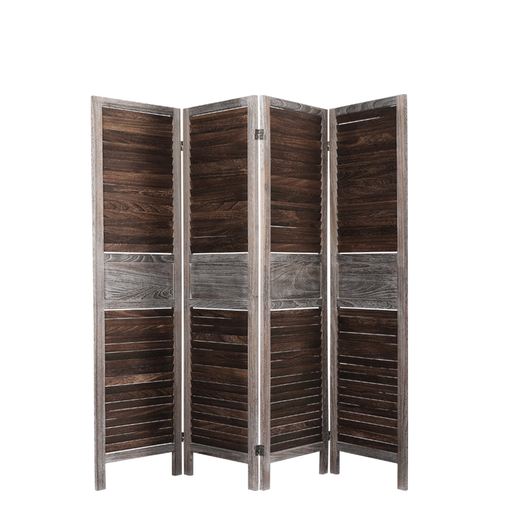 4 Panel Room Divider Folding Screen Privacy Dividers Stand Wood Brown Big Bedding Australia