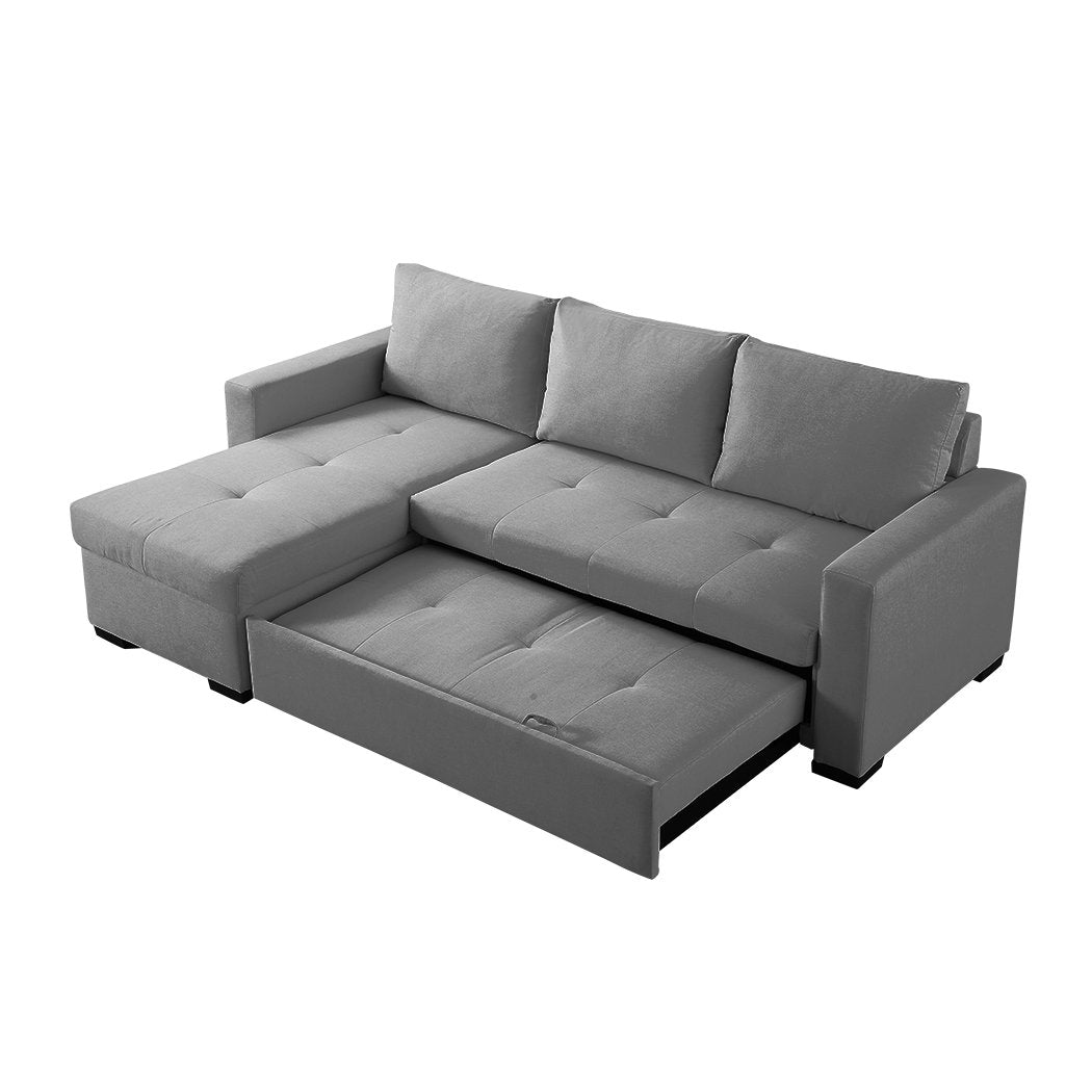 3-Seater Sofa Bed Set Storage Corner Futon Fabric Lounge Chaise Couch Levede
