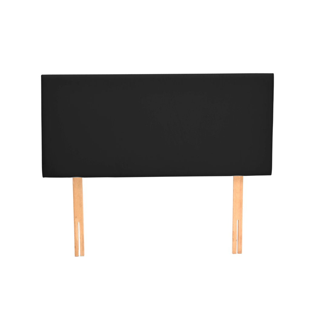 PU Leather Bed Headboard with Wooden Legs in Double Size in Black Colour Levede