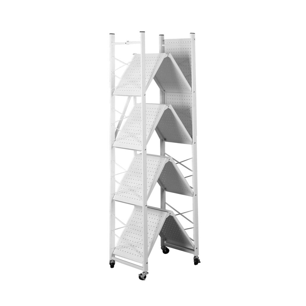 Foldable Storage Shelf Display Rack Bookshelf Bookcase Shelving Metal Organiser Big Bedding Australia