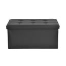 Folding Ottoman Storage Blanket Box Footstool Stool Cube Pouf Faux Black Leather Big Bedding Australia