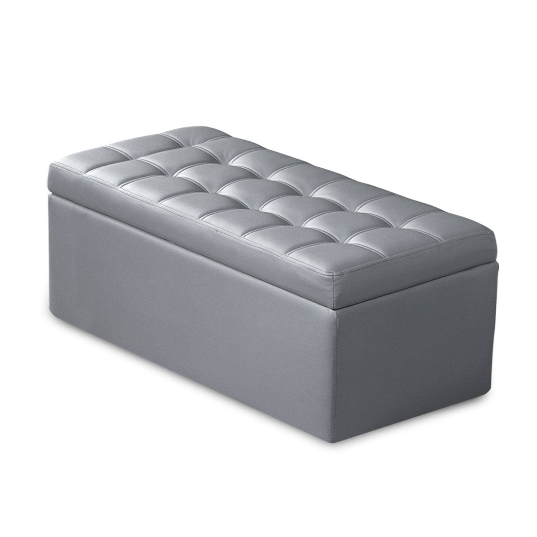 Blanket Box Storage Ottoman PU Leather Fabric Chest Toy Clothes Foot Stool Bed Big Bedding Australia