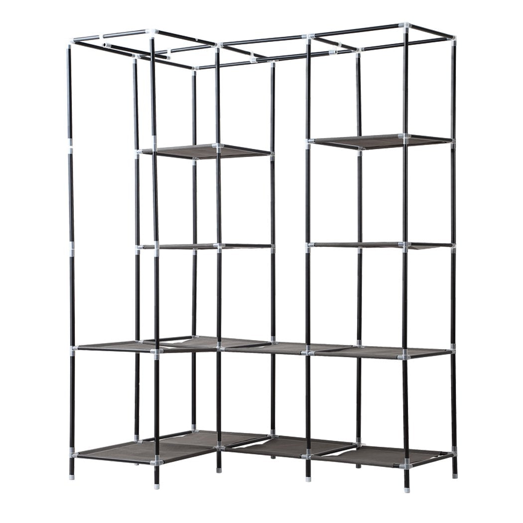 Portable Corner Clothes Closet Wardrobe Storage Organiser Rack Unit Shelf Levede