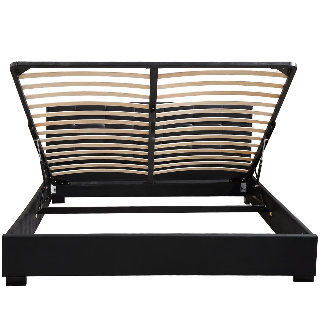 Gas Lift Bed Frame Premium PU Leather Base Mattress Storage Queen Size Levede