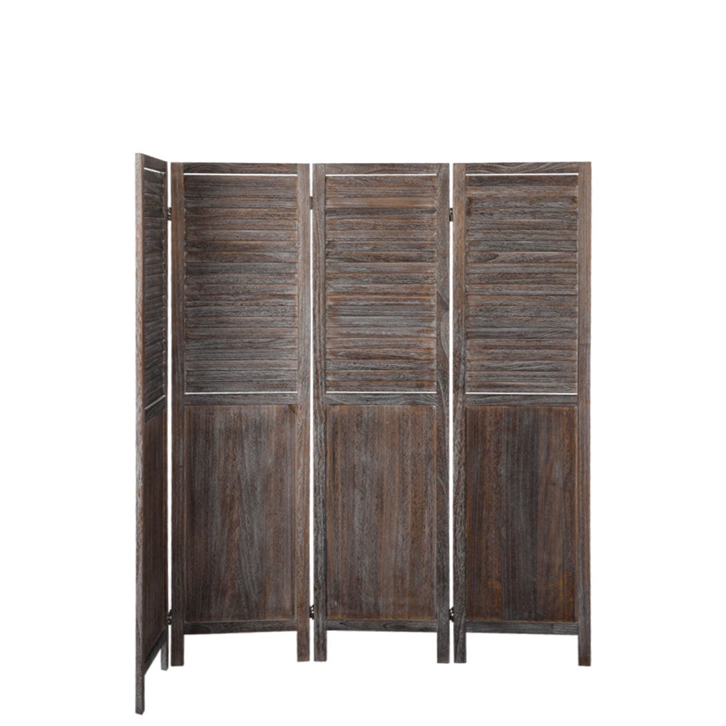 4 Panel Room Divider Folding Screen Privacy Dividers Stand Wood Brown Big Bedding Australia