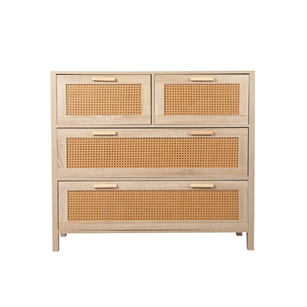 Storage Cabinet Rattan Dresser Chest of Drawers Tallboy Wooden 4 Drawers Levede