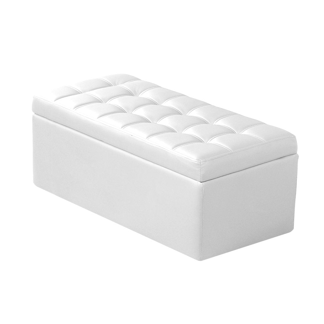 Blanket Box Storage Ottoman PU Leather Fabric Chest Toy Clothes Foot Stool Bed Big Bedding Australia