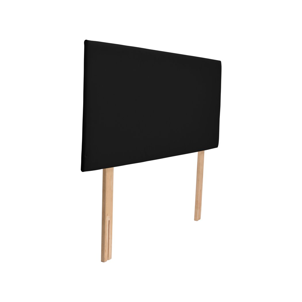 PU Leather Bed Headboard with Wooden Legs in Single Size in Black Colour Levede