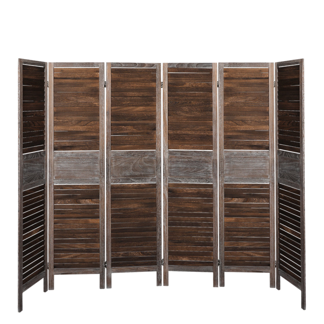 6 Panel Room Divider Folding Screen Privacy Dividers Stand Wood Brown Big Bedding Australia