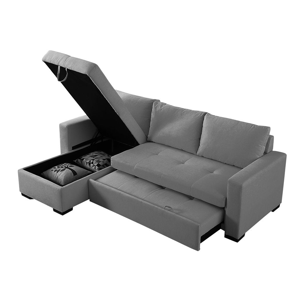 3-Seater Sofa Bed Set Storage Corner Futon Fabric Lounge Chaise Couch Levede