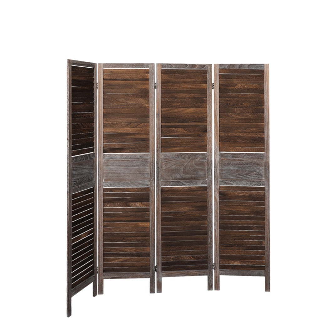 4 Panel Room Divider Folding Screen Privacy Dividers Stand Wood Brown Big Bedding Australia