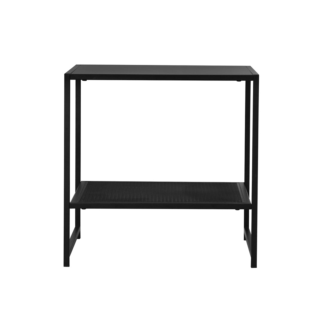 2-Tier Side Table Open Design Steel Home Shelf Compact Storage End Table Levede