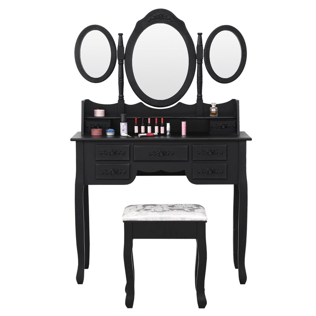 Dressing Table Stool Mirror Drawer Cabinet Jewellery Organizer Bedroom Levede