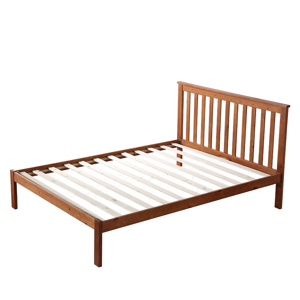 Pine Wood Kids Children Bed Frame Mattress Platform Base King Single Size Levede