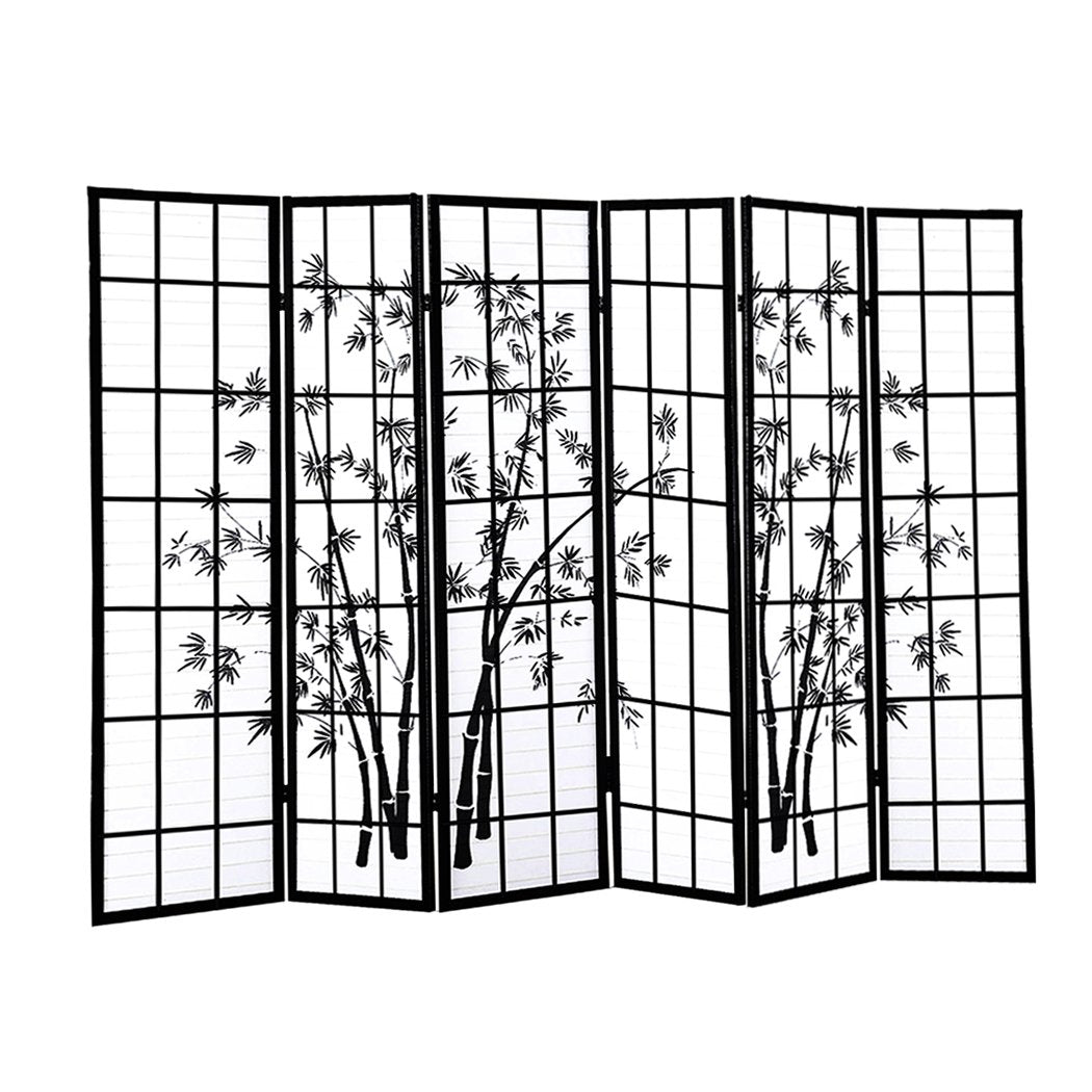 6 Panel Free Standing Foldable  Room Divider Privacy Screen Bamboo Print Levede