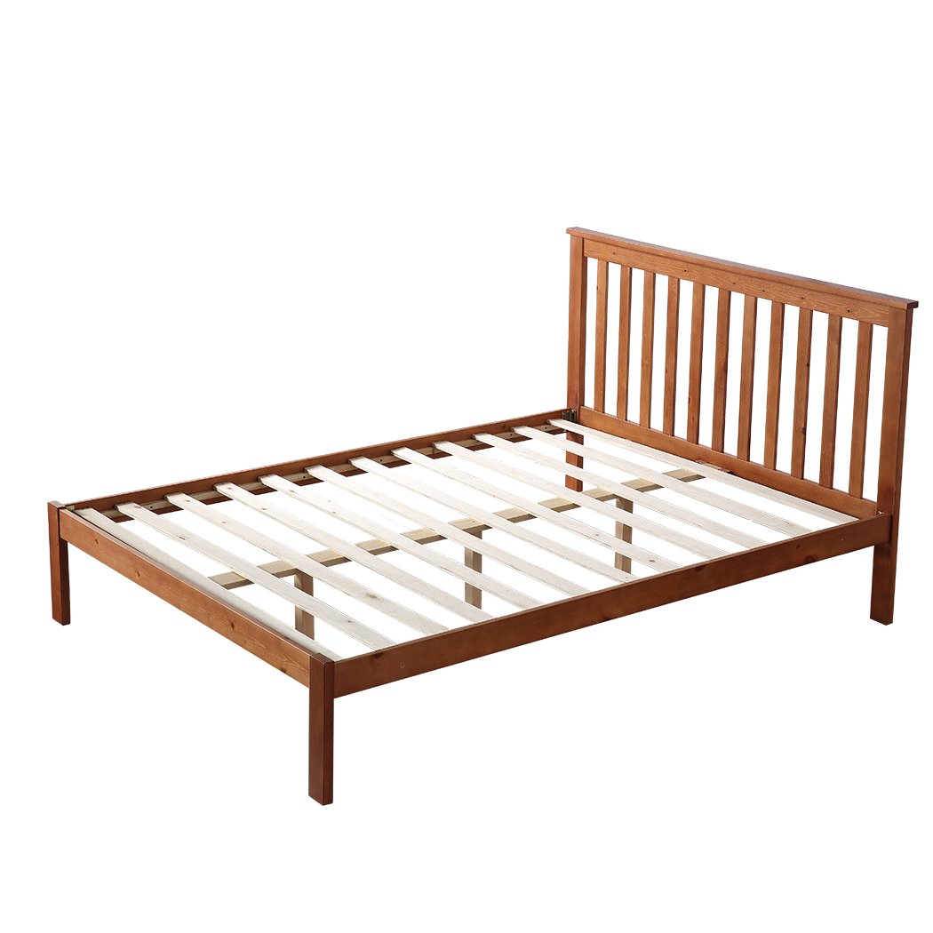 Premium Pine Wood Kids Children Bed Frame Mattress Platform Queen Size Levede