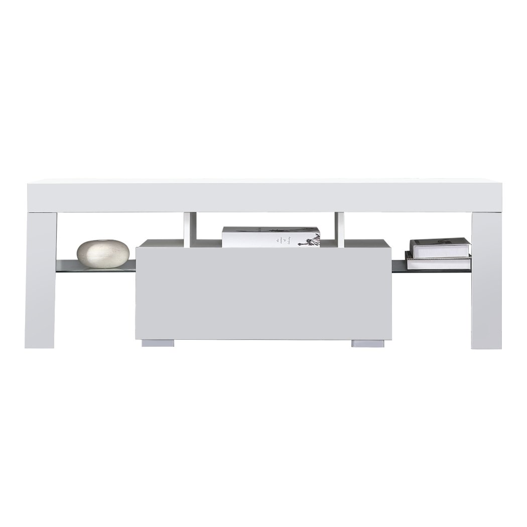 TV Cabinet White Entertainment Unit Stand Wooden LED Lowline Media Storage Shelf Levede