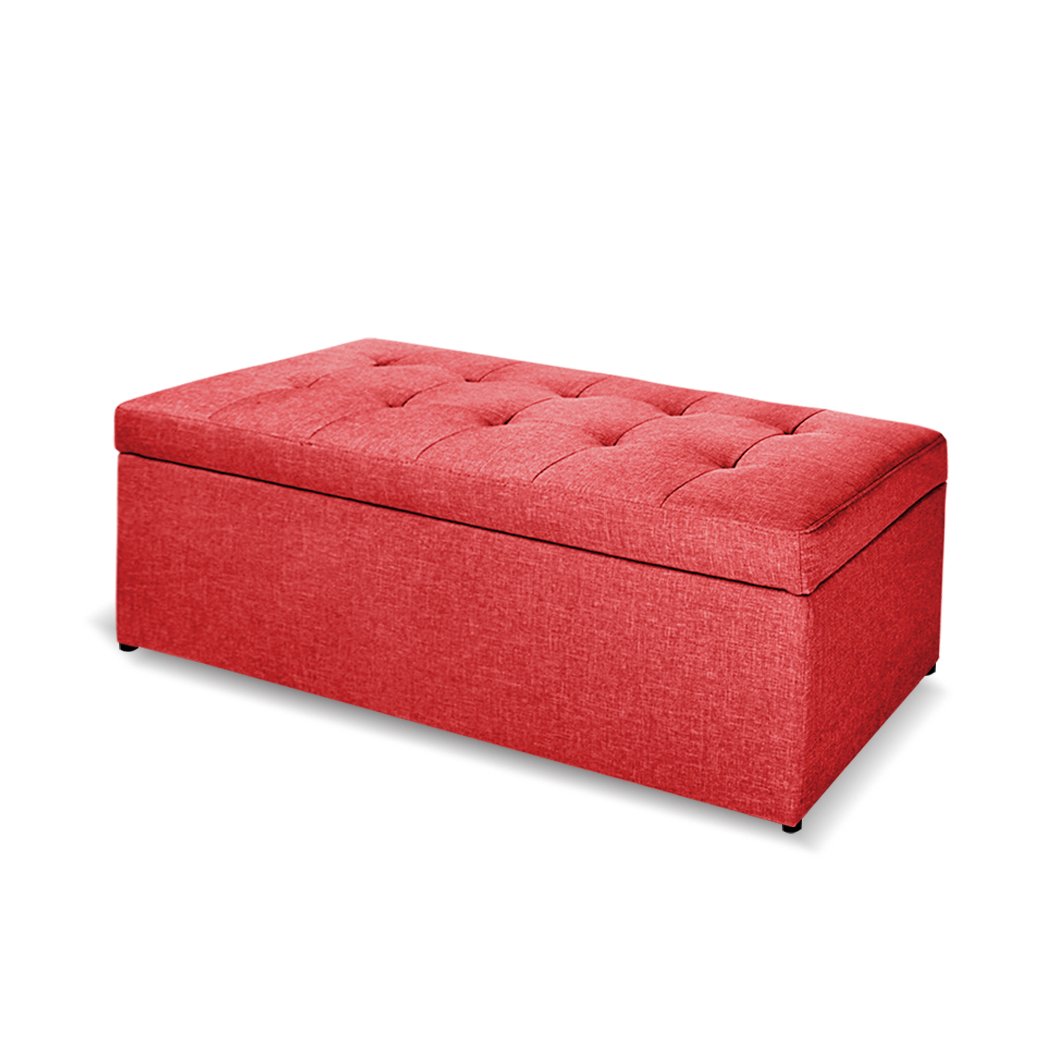 Blanket Box Storage Ottoman PU Leather Fabric Chest Toy Clothes Foot Stool Bed Levede