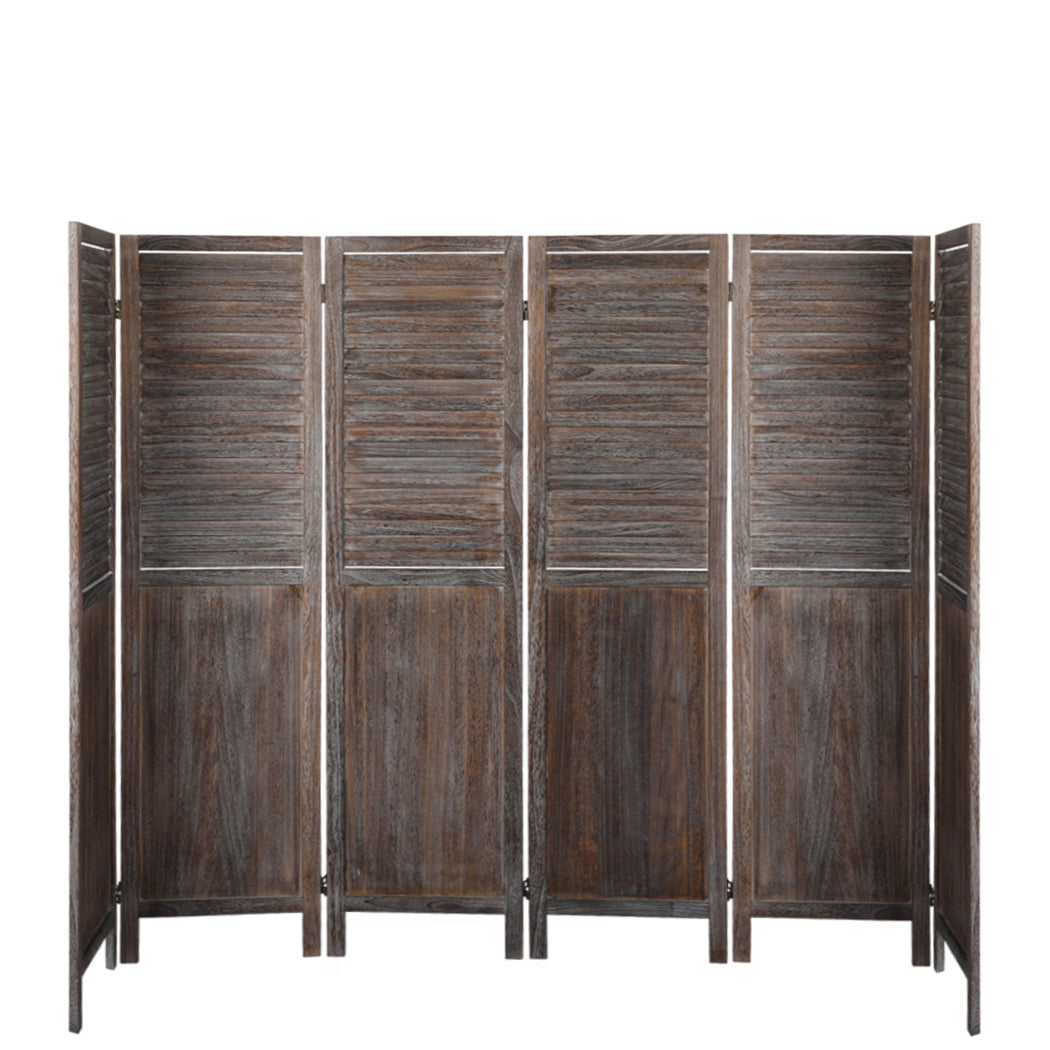 6 Panel Room Divider Folding Screen Privacy Dividers Stand Wood Brown Big Bedding Australia
