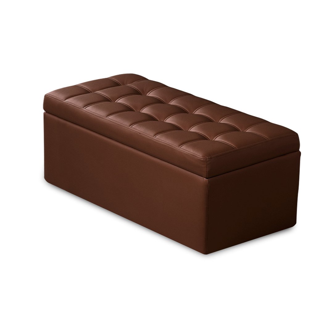 Blanket Box Storage Ottoman PU Leather Fabric Chest Toy Clothes Foot Stool Bed Big Bedding Australia