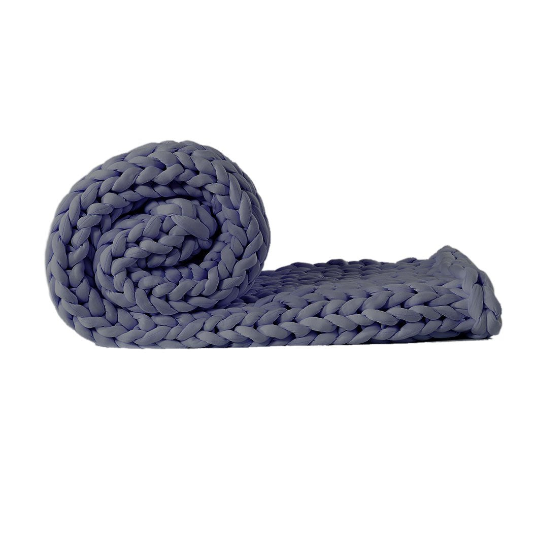 Knitted Weighted Blanket Chunky Bulky Knit Throw Blanket 6.5KG Dark Grey Dreamz