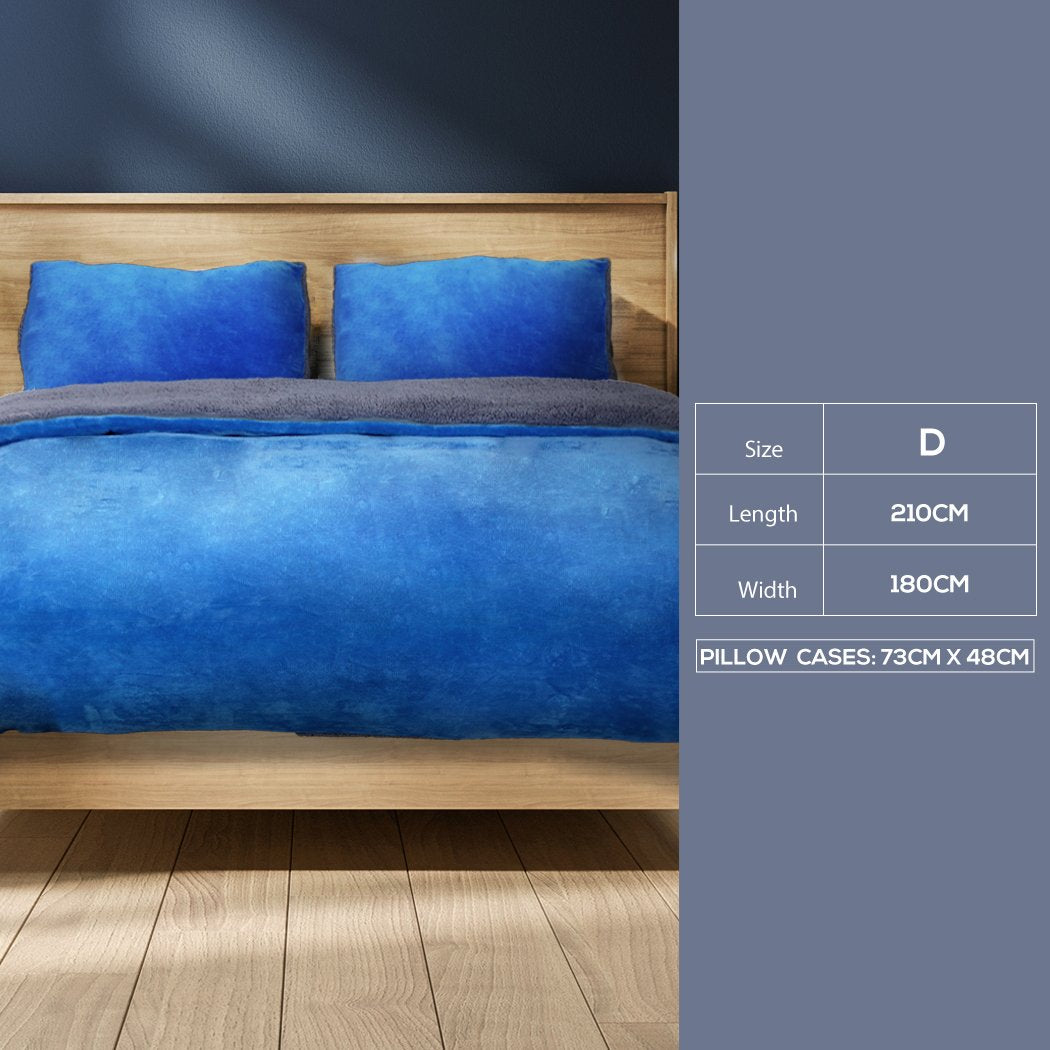 Luxury Bedding Two-Sided Quilt Cover with Pillowcase Double Size Navy Blue Big Bedding Australia