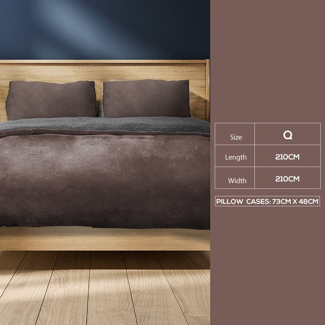 Luxury Bedding Two-Sided Quilt Cover with Pillowcase Queen Size Taupe Big Bedding Australia