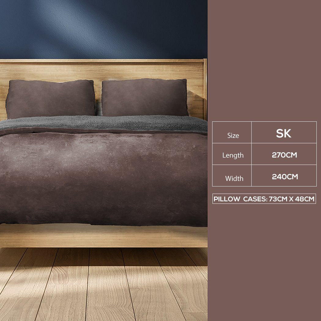 Luxury Bedding Two-Sided Quilt Cover with Pillowcase Super King Size Taupe Big Bedding Australia