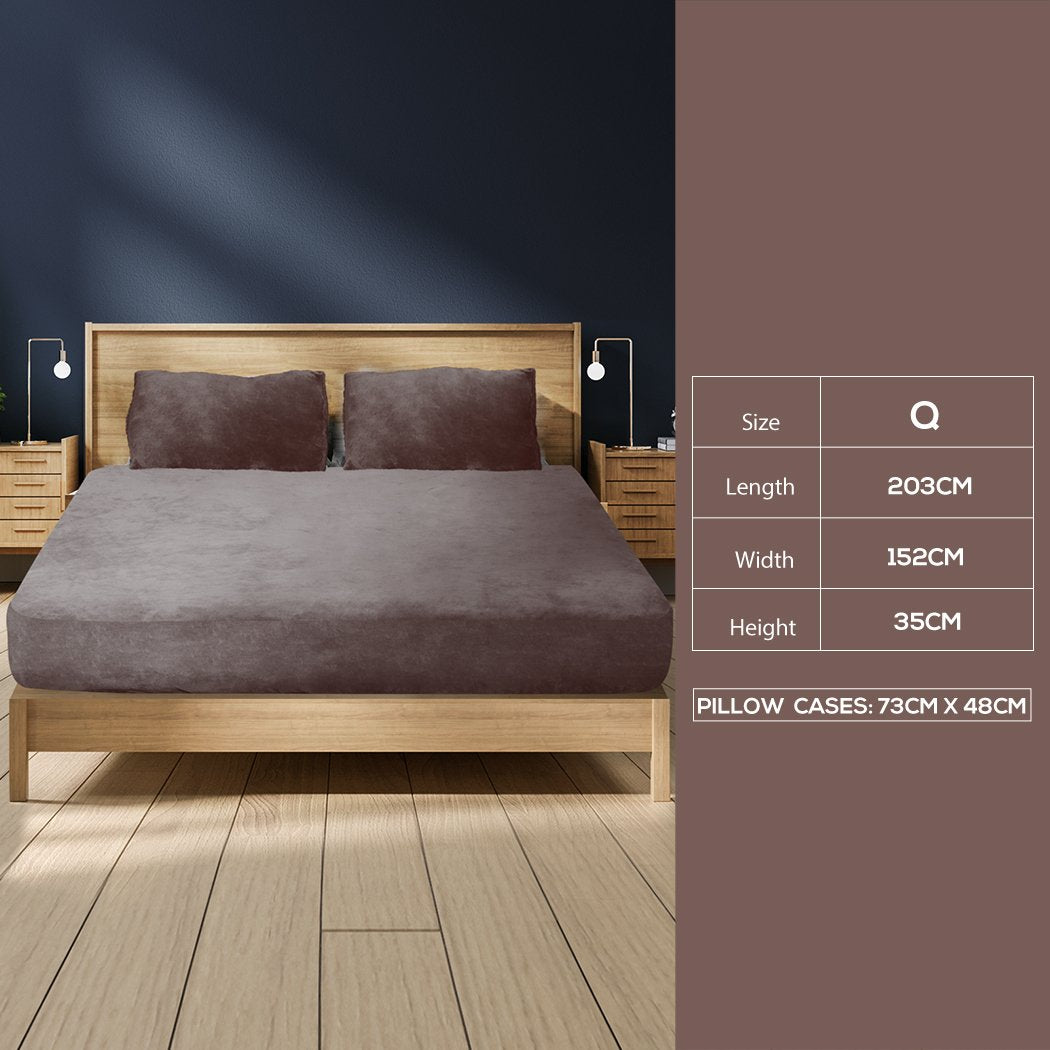 Bedding Set Ultrasoft Fitted Bed Sheet with Pillowcases Mink Queen Big Bedding Australia