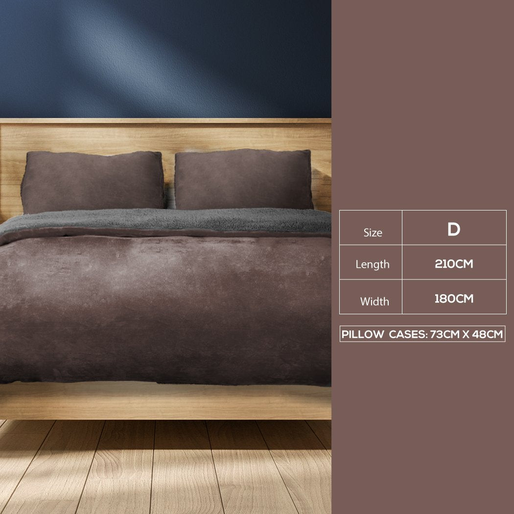 Luxury Flannel Quilt Cover with Pillowcase Mink Double Big Bedding Australia