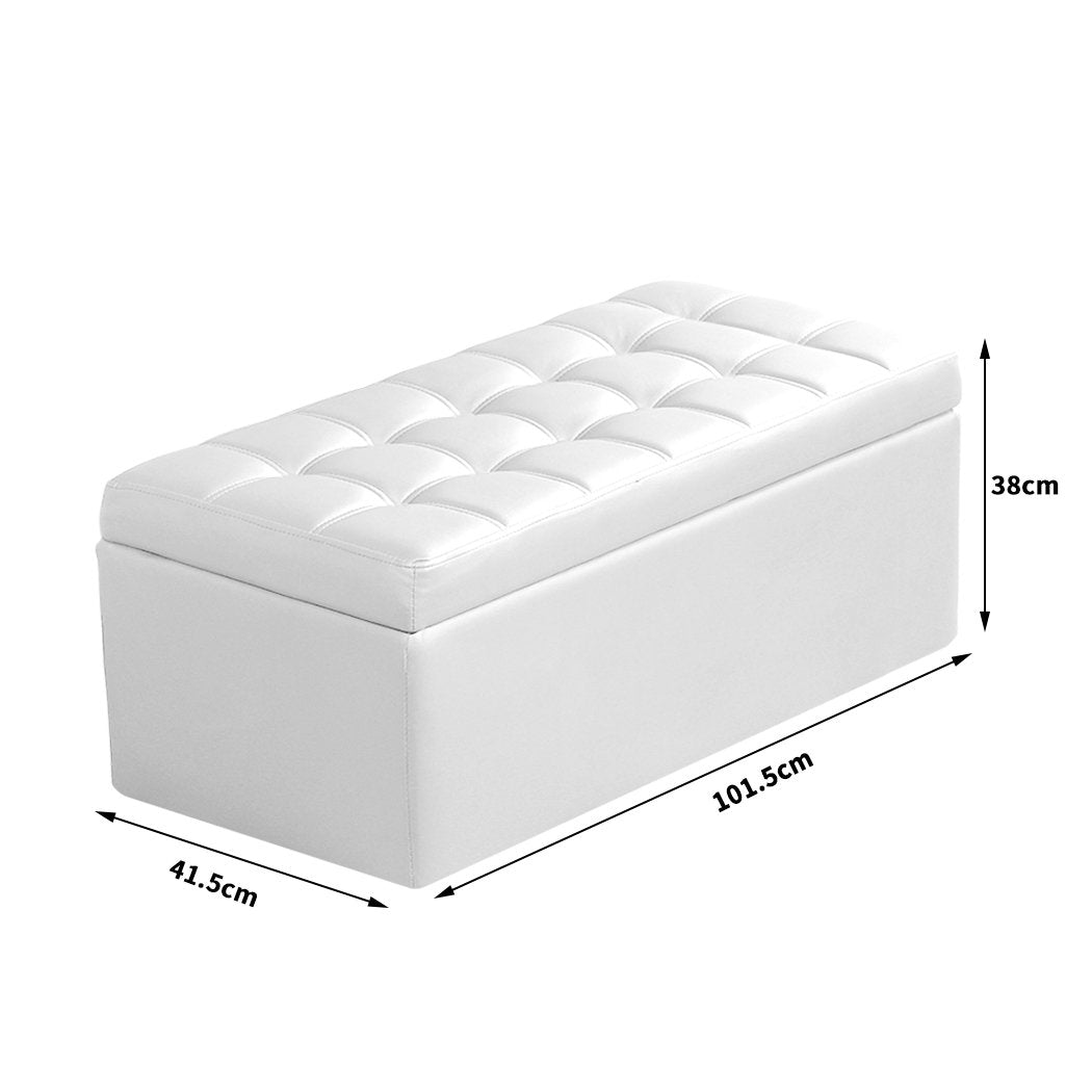 Blanket Box Storage Ottoman PU Leather Fabric Chest Toy Clothes Foot Stool Bed Big Bedding Australia