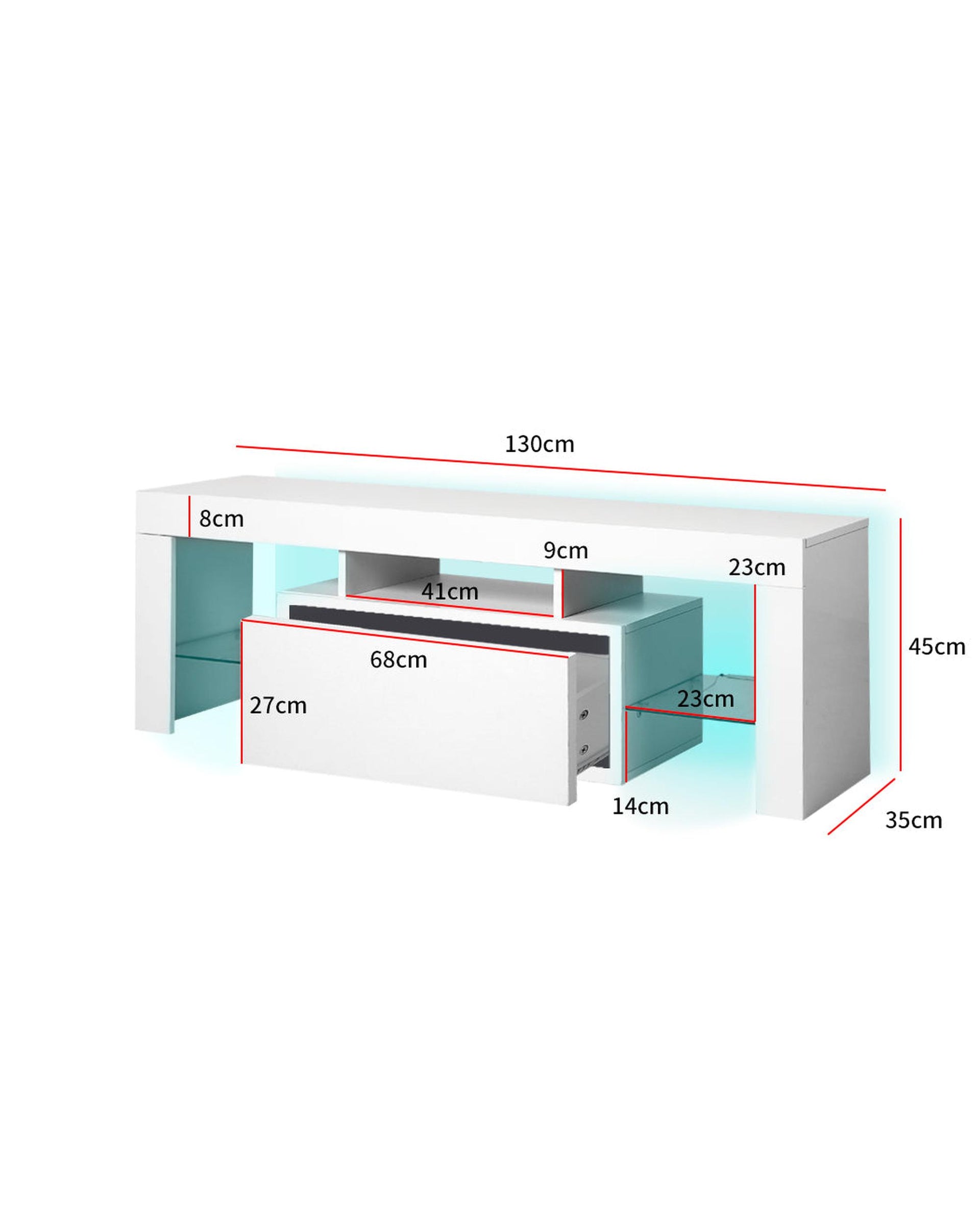 TV Cabinet Entertainment Unit Stand RGB LED Furniture Wooden Shelf 160cm Levede