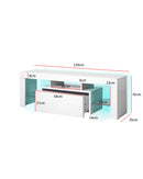 TV Cabinet Entertainment Unit Stand RGB LED Furniture Wooden Shelf 160cm Levede