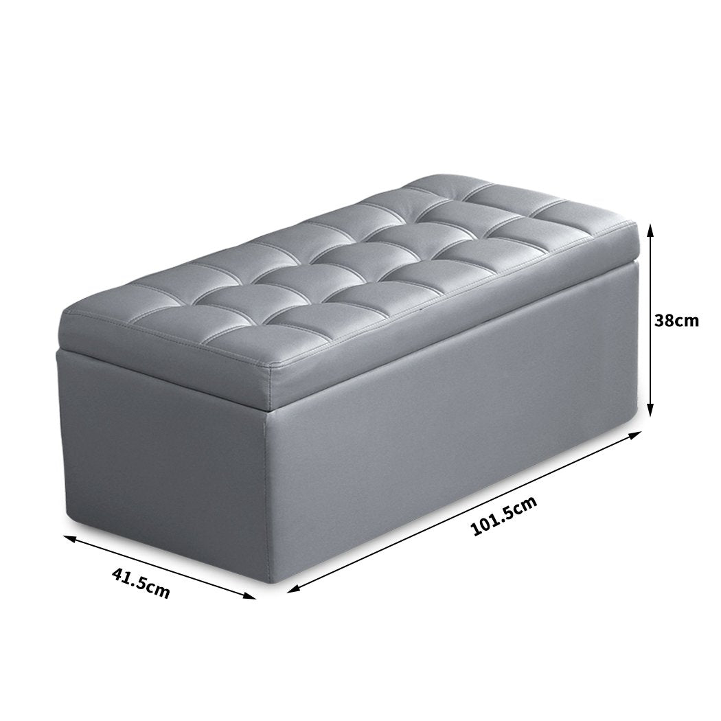 Blanket Box Storage Ottoman PU Leather Fabric Chest Toy Clothes Foot Stool Bed Big Bedding Australia