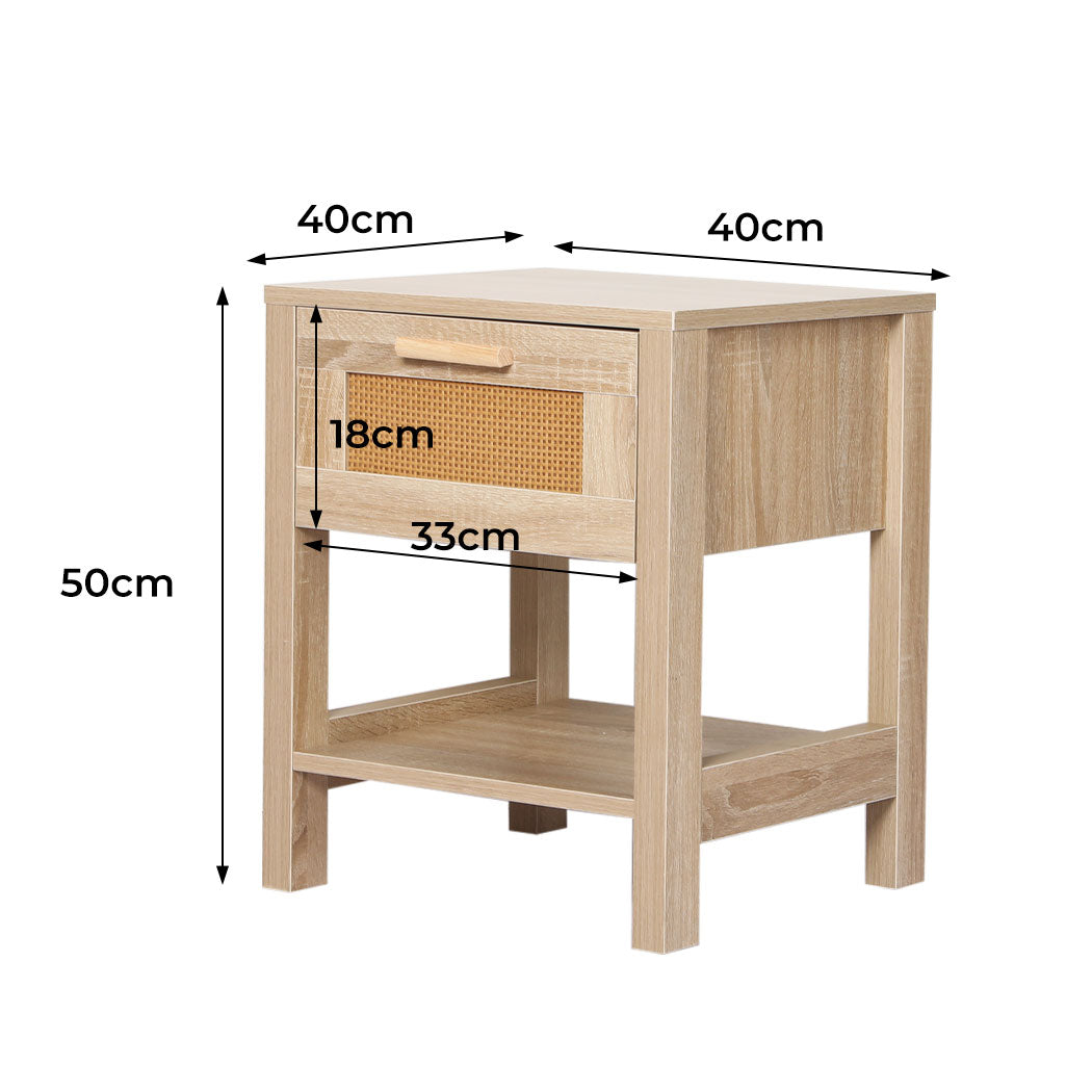 Bedside Tables Rattan Wood Drawers Nightstand Storage Cabinet Bedroom Levede