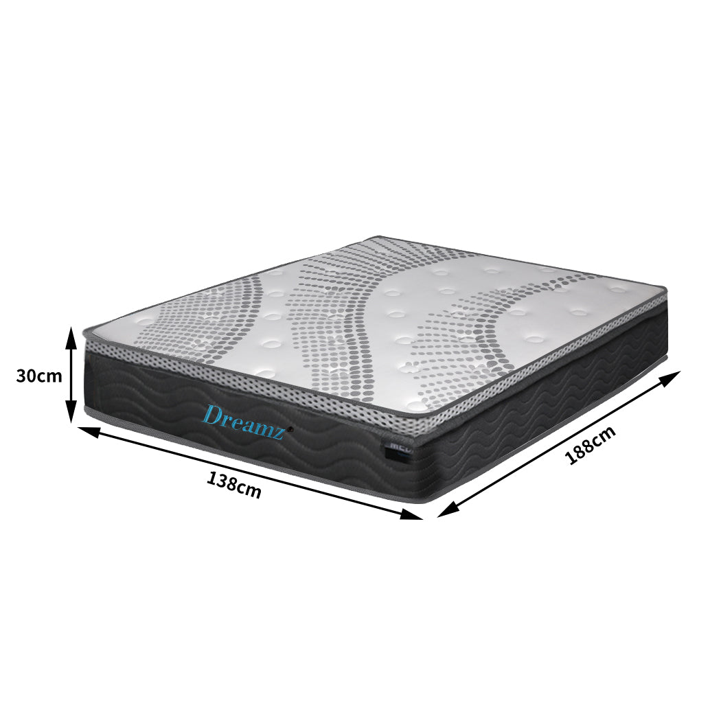 Pocket Spring Mattress Cool Gel Memory Foam  Euro Top Medium Soft 30CM - DOUBLE Dreamz