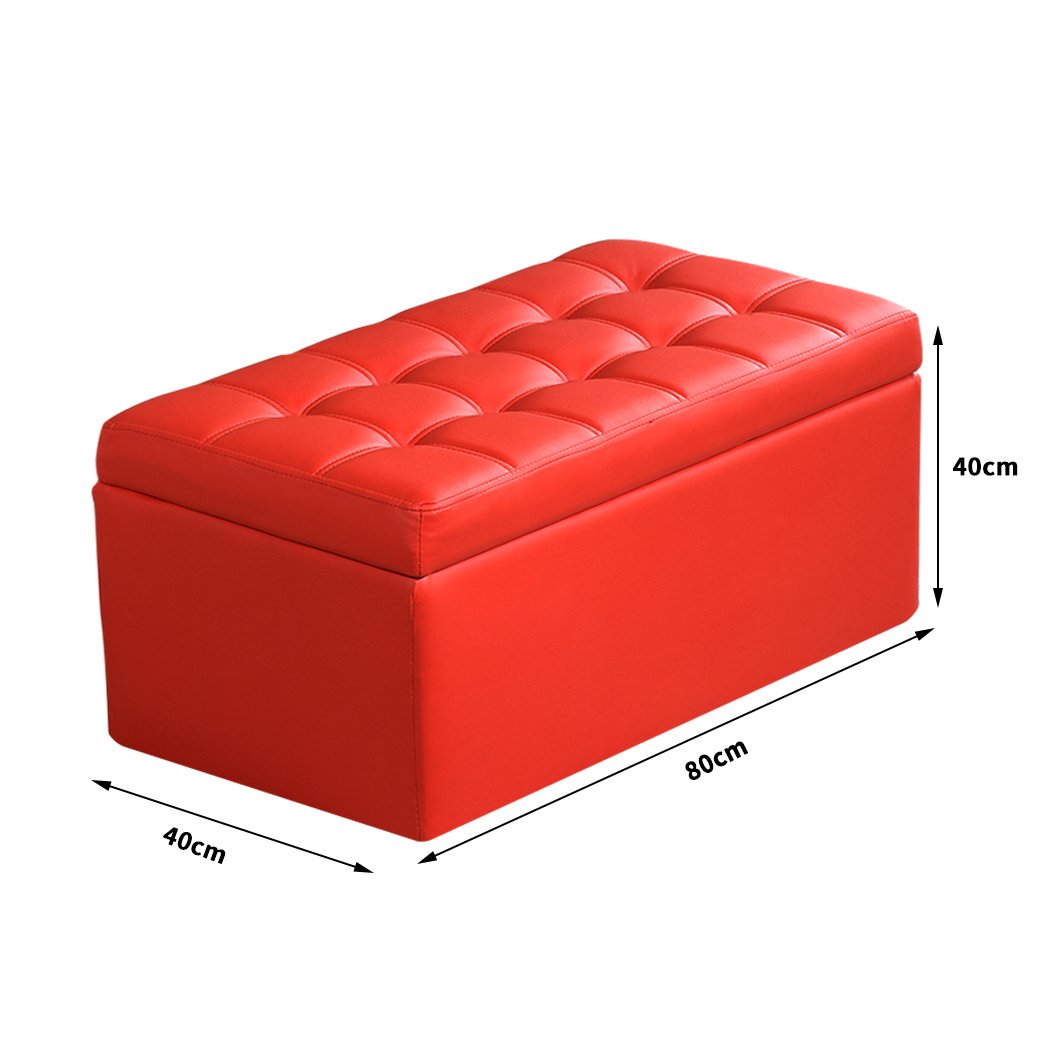 Blanket Box Storage Ottoman PU Leather Fabric Chest Toy Clothes Foot Stool Bed Levede