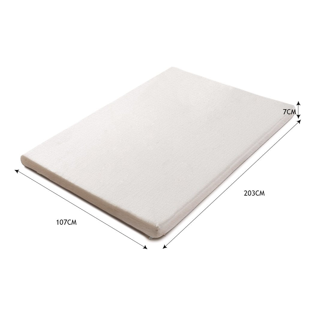 7cm Memory Foam Bed Mattress Topper Polyester Underlay Cover King Single Dreamz