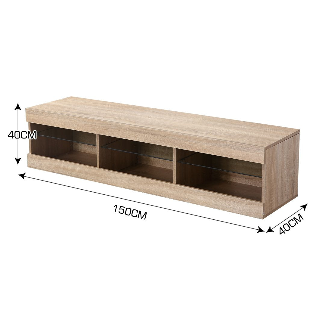 TV Cabinet LED Entertainment Unit Storage Stand Cabinets Modern Wood Oak Levede