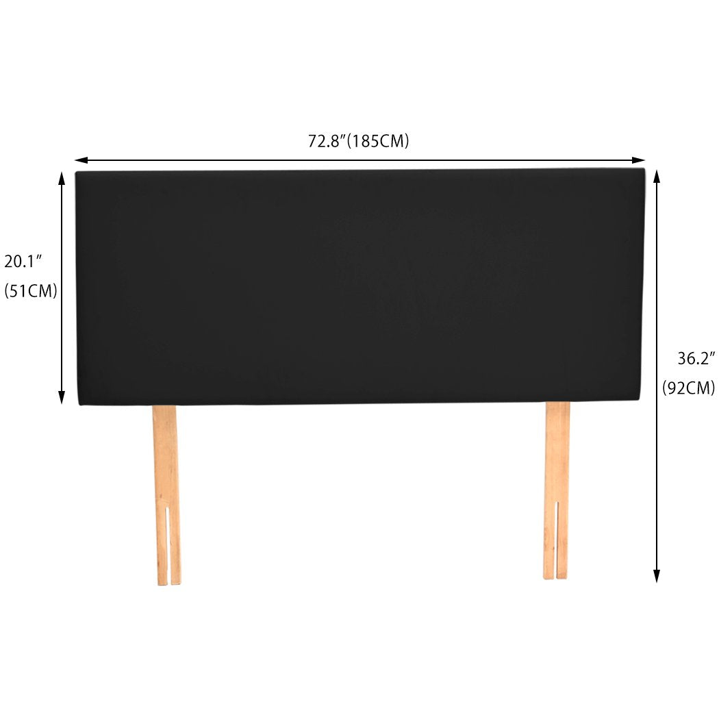 PU Leather Bed Headboard with Wooden Legs in King Size in Black Colour Levede