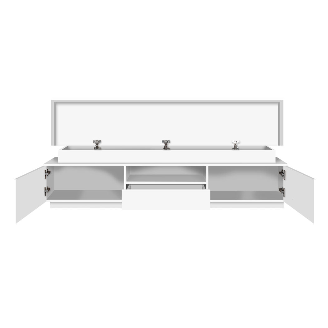 TV Cabinet Entertainment Unit Stand RGB LED Furniture Wooden Shelf 180cm Levede