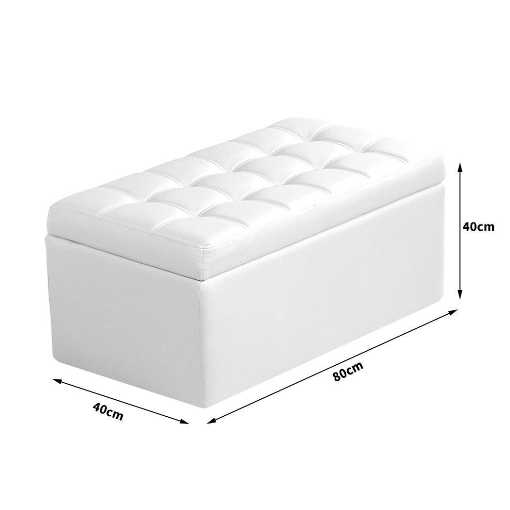 Blanket Box Storage Ottoman PU Leather Fabric Chest Toy Clothes Foot Stool Bed Big Bedding Australia