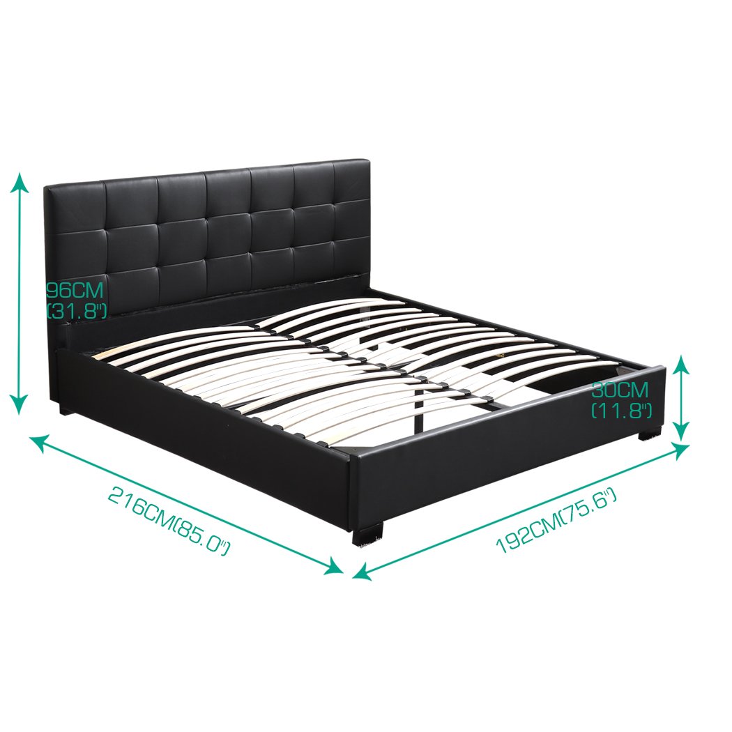 Gas Lift Bed Frame Premium PU Leather Base Mattress Storage King Size Levede